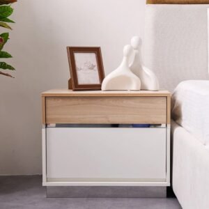 Nightstand with 2 Drawers – Oak & White
