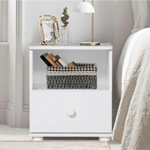 White Night Stand with Drawer