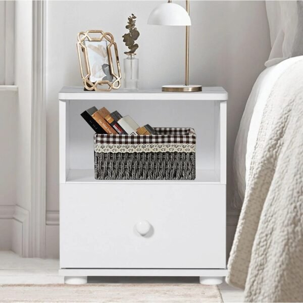 White Night Stand with Drawer
