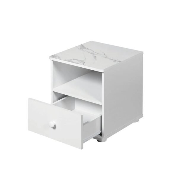 White Night Stand with Drawer - Image 2