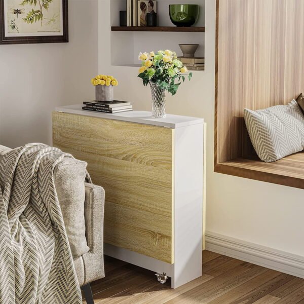 Modern Folding Work Desk with Bookshelf & Wheels - Image 6