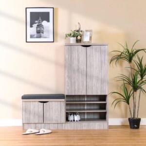 2-Door Shoe Rack with Seat