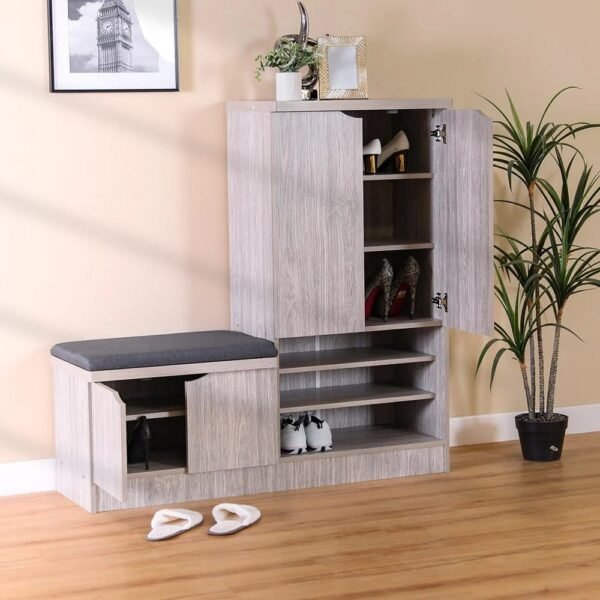 2-Door Shoe Rack with Seat - Image 3