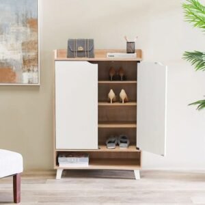 2-Door Shoe Cabinet with Multiple Shelves