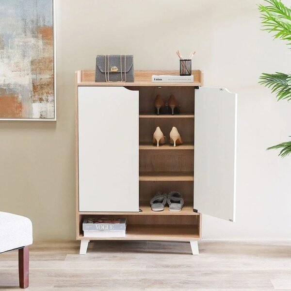 2-Door Shoe Cabinet with Multiple Shelves