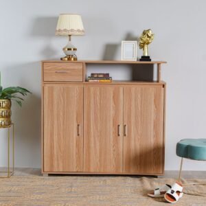 30-Pair Shoe Cabinet with 3 Doors, 1 Drawer & 8 Shelves