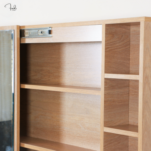 Modern Wooden Dressing Table with Mirror & Side Storage - Image 6
