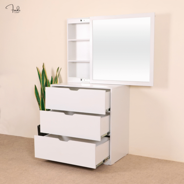 Elegant Vanity Unit with Hidden Mirror Storage – Compact & Functional - Image 3