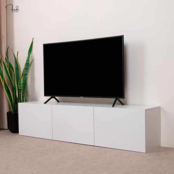 Modern Minimalist TV Stand with Hidden Storage – White Elegance - Image 3