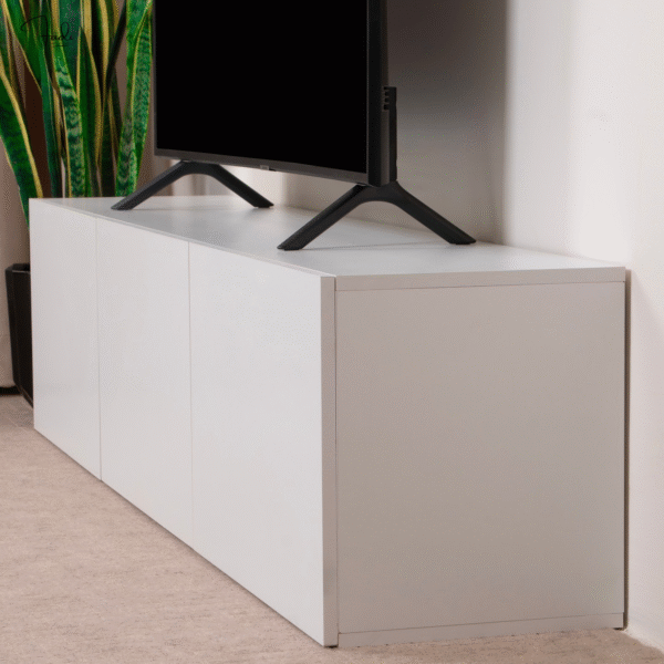 Modern Minimalist TV Stand with Hidden Storage – White Elegance - Image 4