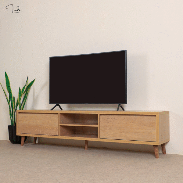 Scandinavian Oak-Finish TV Stand – Sleek Storage & Display - Image 3