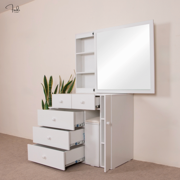 Dressing table with folding mirror & stool – all in one - Image 4