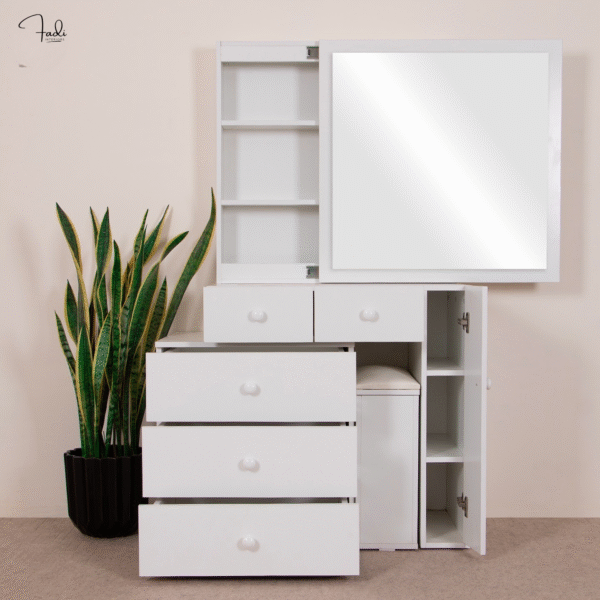 Dressing table with folding mirror & stool – all in one - Image 2