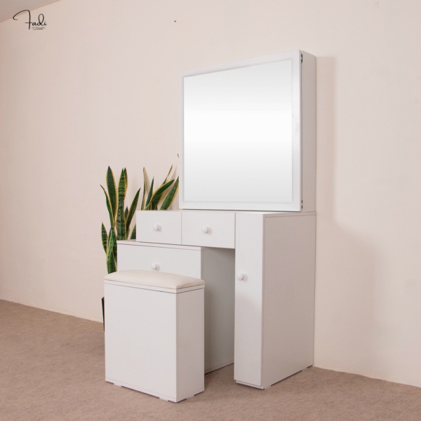 Dressing table with folding mirror & stool – all in one - Image 3