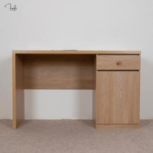 Wooden Office Desk with Drawer and Cabinet – Minimalist Functionality