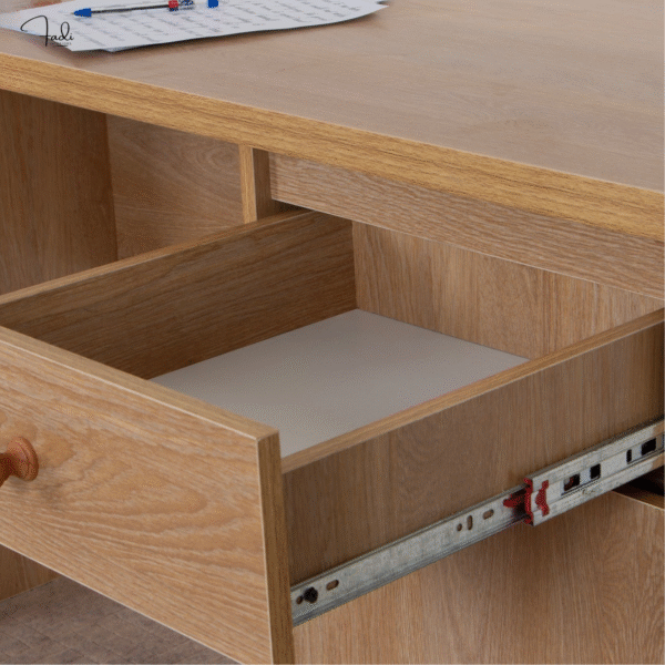 Wooden Office Desk with Drawer and Cabinet – Minimalist Functionality - Image 3