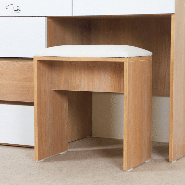Modern Wooden Dressing Table with Mirror & Side Storage - Image 5